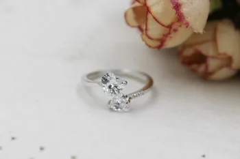2019 Nova Moda 925 Sterling Srebra Crystal Cirkonij Prsten Srce Otvoreno Prsten Za djevojke Ženske Prsten je Poklon Nakit