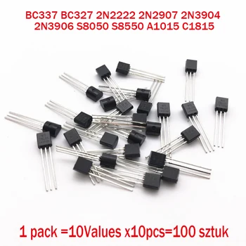 BC337 BC327 2N2222 2N2907 2N3904 2N3906 S8050 S8550 A1015 C1815 10 vrijednosti х10шт=100 Kit tranzistora Kit tranzistora (TO-92)