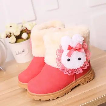 Novi Pink zec Dječje plus baršun toplo pamučnim cipele Zimske kožne cipele za dječake i djevojčice, Dječje cipele Nove kratke čizme