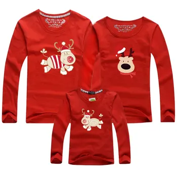 Obiteljska Božićna prigodna odjeća Jesen majice za mame i kćeri, majice za tatu sa po cijeloj površini za malu djecu, Crvene majice, Božićni pokloni za djecu