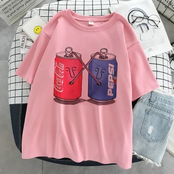 Breskve sok Piti Majica sa po cijeloj površini za žene Harajuku Estetski Pink Top Majica Blusas 2021 Nova Korejska moda Y2k Svakodnevni ženska majica