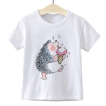 T-shirt Popit za djevojčice Kawaii Dječji Jež sa po cijeloj površini Vrhovima Odjeća Korejski Харадзюку Trend Dječje majica xxx Za dječake i djevojčice t-Shirt