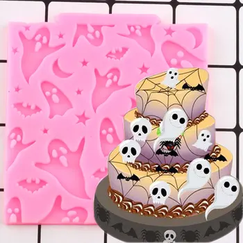 Halloween Duhovi Šišmiši Mjesec-Zvijezda Silikonska Forma Za Tortu Granice Čokolada Gluposti Alata Za Uređenje Cupcake Topper Čokolade Bombona Oblika