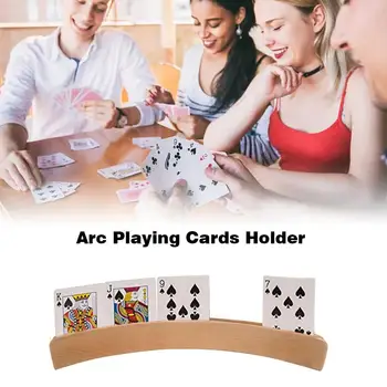 2 Kom./compl. Drveni Luk Držač Za Igraće Karte Zakrivljena Držač za Igraće Karte za Poker Kartaških igara Дропшиппинг