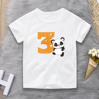 Dječji dan rođenja Broj 1~9 Panda Majice s cartoonish po cijeloj površini za dječake i djevojčice Slatka ljubimci Zabavne dječje poklon majice Dječje majice Kawaii