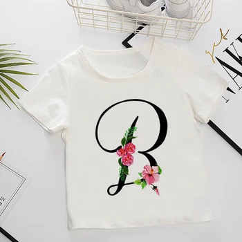 Unisex Ljetna nova majica Moderan majice sa pismom za djevojčice Harajuku Klasicni Majica za dječake s cvjetnim element, slatka dječja majica okruglog izreza