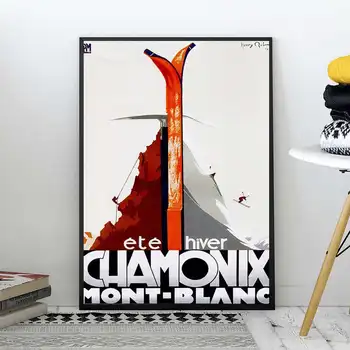 Ski Plakat Francuska Art Print Francuski Turistički Plakat Chamonix Kuća za Spavaće sobe Kućni Dekor