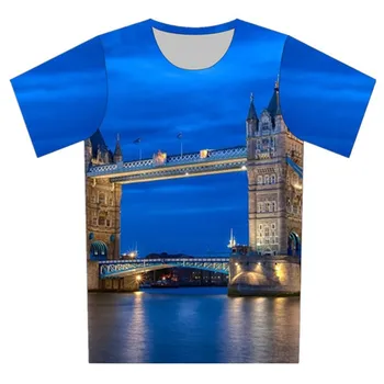 Joyonly Poznate zgrade London Bridge Dizajnu Dječje majica Dječaci Djevojčice Djeca Super majica s 3D ispis Zabavne Modne ljetne majice
