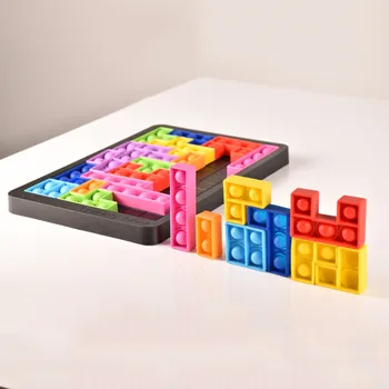27шт Tetris Zagonetka Cura Ga Nemirna, igračke anti-stres Popet Push Balon Dodirna Igračka slagalica odbora razvija igračka za bebe
