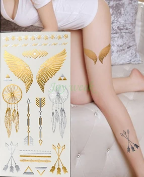 Vodootporne privremena zlatna tetovaža naljepnica krila anđela sova hvatačem snova tattoo naljepnice flash tetovaža lažne tetovaže za žene