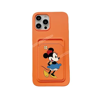 Disney Mickey Minnie Držač Kartice Torbicu za iPhone 11 12 13 Pro Max Mini XS Max XR 7 8 Plus Torbica Meke Silikonske Navlake za torbice