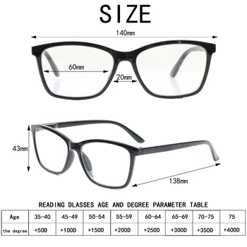Турезинг Naočale Za Čitanje Medusobno Zglob Muškarci Žene Klasični Pravokutni Okvira HD Naočale Za Čitanje Diopters +1.0+3.0+5.0+6.0
