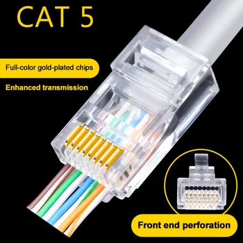 100pc Priključak CAT5 kabel CAT6 kabel RJ45 Mrežni Kabel Modularni Priključak 8P8C Kraj Prolazi Kroz Priključci Ethernet RJ45/RJ11