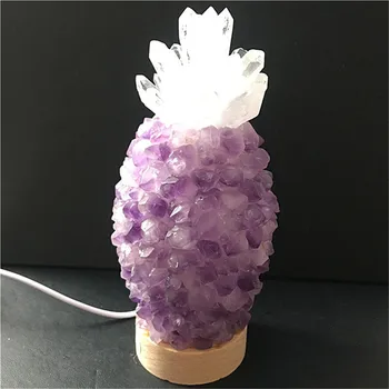 Prirodni ružičasti kristal ananas žaruljica ukazuje na liječenje USB drveni okvir blagdanski dar