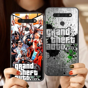 Grand Theft Auto, GTA V za LG G8 G8S G8X V30 V35 V40 V50 V60 ThinQ Q60 K40 K30 K50 K41 K51 K61 K71 K92 Crna torbica za telefon