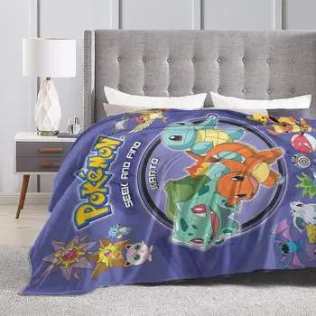3D Ispis deka Pokemon Bikachu - Фланелевое pokrivač, Prekrivač za krevet, Mekani prekrivač s cartoonish po cijeloj površini, Prekrivač Za kauč na Poklon-1