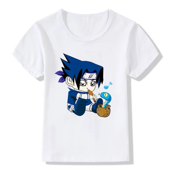 Naruto Учиха Sasuke Majica za dječake s crtani oslikana Majica kratkih rukava i okruglog izreza Anime Unisex Harajuku Dječje Casual odjeća Majice