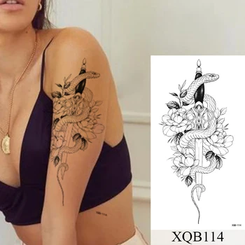 Zmijoliku Cvijet Ruža Privremena Tetovaža Naljepnica Bljeskalica Vodootporan Tetovaže Čipke Lisica Lav Body Art Ruka Lažni Rukav Tetovaže Za Žene