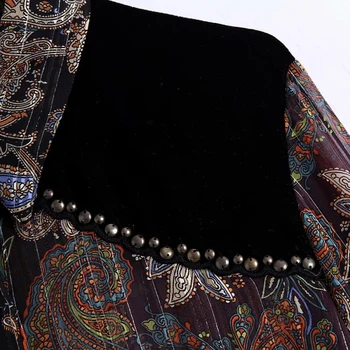 PUWD Vintage ženska slobodna baršun patchwork bluzu s po cijeloj površini Proljeće i Jesen Trendy ženske bluze s mekim zakovice ženske šik vrhovima