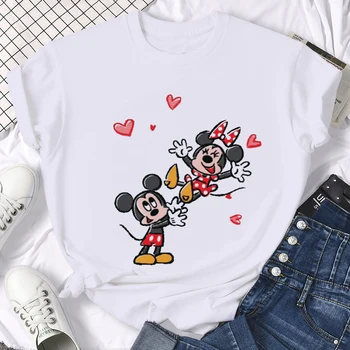 Kawai Disney Mickey Minnie Par t-Shirt Muški Ženski Unisex Zabavna Slatka Majica Ljetna Casual majica Grafički Top Tees Muški Ženski
