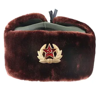 Zimska kapa-ушанка od umjetne кроличьего krzna Za muškarce, Zimska kapa-ушанка, Vojni simbol Sovjetske Vojske, Kape-бомберы