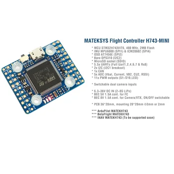 MATEK Mateksys H743 H743-MINI kontroler leta MPU6000 BetaFlight MATEKH743 Ugrađeni osd izbornik 2-8 S za Fpv RC Utrke Dijelova Neradnik