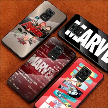 Poklopac od kaljenog stakla sa logom Superheroja Marvel Avengers za Xiaomi Redmi Note 10 10S 9T 9S 9 8T 8 7 Pro Max šok-dokaz torbica za telefon