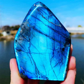 2000 Prilično Prirodni Kristal Kvarca Polirani Dragulj Veliki Kamen Лабрадорит s Plave ili Žute Bljeskalicom Energije Liječeći Kamen