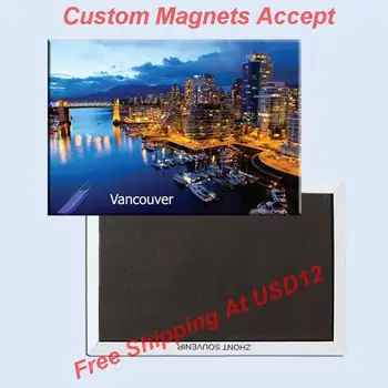 Magneti na Memorabilija , Kanada Pogled na Grad Vancouver Pravokutnik Metalni Magnet Za Hladnjak 5440 Turistički Suvenir