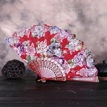 Starinski Stil Sklopivi Navijač Kineski Japanski Uzorak Umjetničkog Obrta Dar Uređenje Doma Uređenje Čipke Svila Plesni Navijač Дропшиппинг