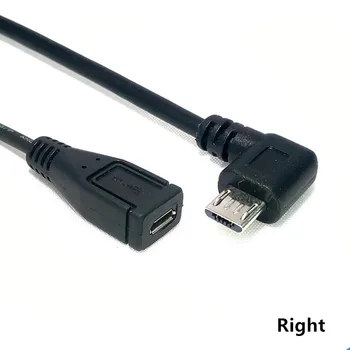 Micro USB 2.0 5-pinski konektor od muškaraca i žena od M do F Produžni priključni kabel Dug штекерный utor Pod kutom od 90 stupnjeva Udesno i ulijevo