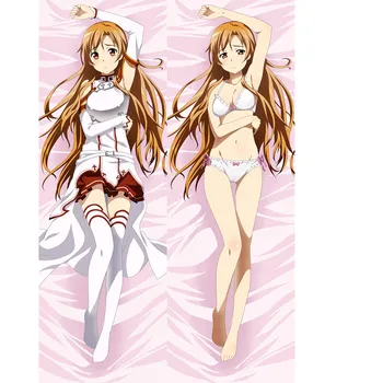 Funda de almohada en línea de Anime Sword Art Kirito Yuuki Asuna Dakimakura, Sexy, 3D, doble cara, para cama, funda de almohada