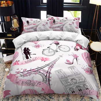 Eiffelov toranj mladi par Bračni krevet deka kit kraljica pamuk S bračnim krevetom veličina deka komplet posteljinu Single komplet