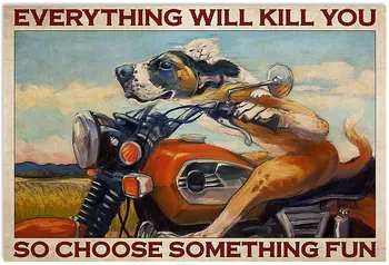Metalne Limene Znakovi Sve Će Ubiti Tebe Plakat S Motocikla Sve Će Ubiti Tebe, Pa Izaberi Nešto Zabavno Horizontalni Poster