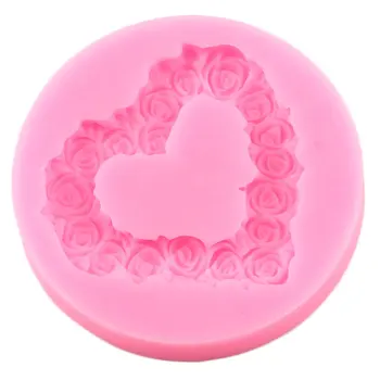 Srce Pink Vijenac Silikonska Forma Cvijet Vjenčanje Cupcake Topper Fondan Alata Za Ukrašavanje Kolača Bombona Polimer Gline Čokolada Oblika