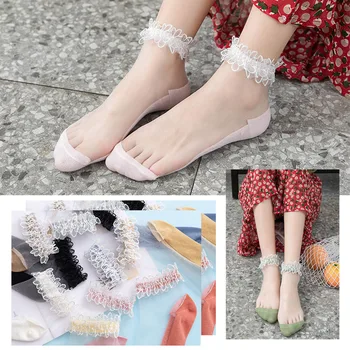 Cvijeće držači ženske prozirne čarape Tanke Prozirne kristalne svile elastične pamučne nogama Elegantne ženske čarape za gležnjeva Nove чулочно-носочные proizvoda za djevojčice
